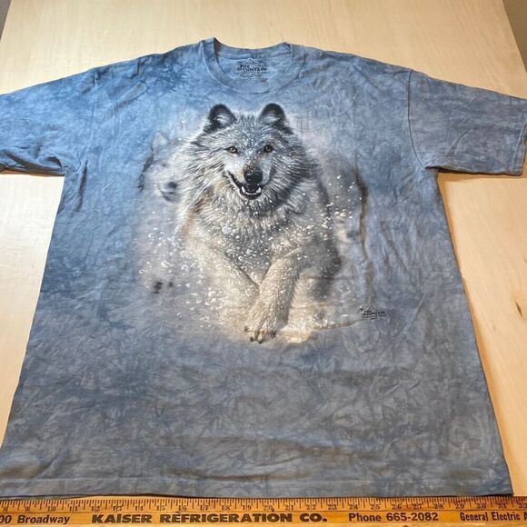 The Mountain Men’s XXL Wolf And Snow Collin Bogle Blue/Gray Tie Dye Shirt 2013 - Picture 1 of 5